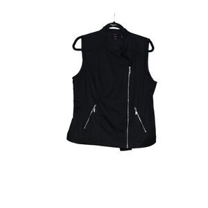 RAFAELLA Black Asymmetrical Zip Up Vest Size 12